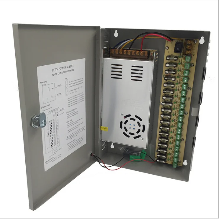 12V 30A 18 каналов охранный блок питания 360 Вт мониторинг централизованный источник электропитания коробка со светодиодным переключателем блок питания со светодиодом