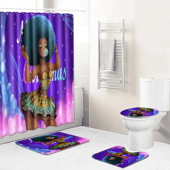 

African Women's Christmas Creative Shower Cross-Border Supply Wholesale Graphic Customization Bathroom Carpet Combination Mat