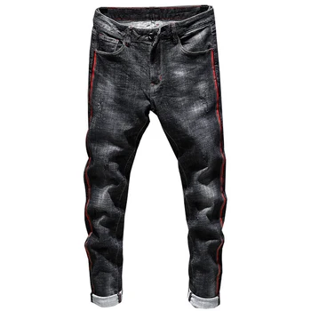 

Straight Pants Personality Pattern Men's Jeans Motorcycle Jeans Trend Design