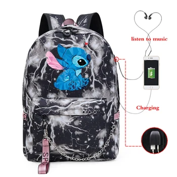 

Cute Stitch Woman Backpack Usb Charging School Bags Bagpack Students Lady Travel Latop Mochila Escolar Girls Bookbag