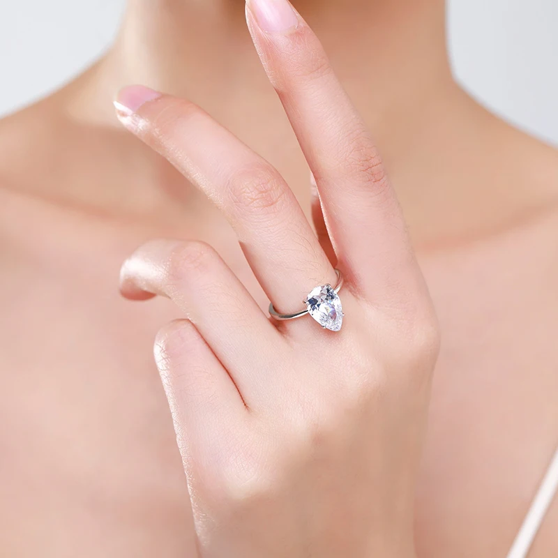 Ailmay 럭셔리 커팅 클리어 CZ 반지 솔리드  클래식 손가락 반지 여성을위한 결혼 약혼 보석 선물