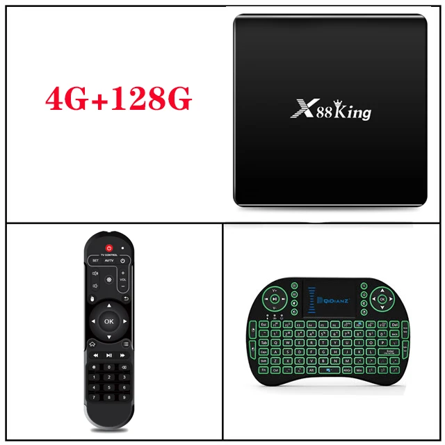 Black-I8 Горячая X88King 4GB 128G ТВ приставка Android 9,0 двойной Wifi BT5.0 1000M 4K Google Netflix Youtube медиаплеер телеприставка pk H96 X96 - Цвет: Black-I8
