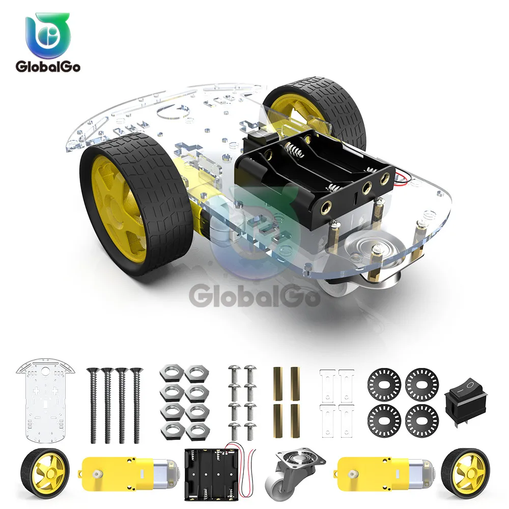 

Intelligent Tracking Line Smart Car Kit Gear Motor 2WD Car Chassis Kits with Speed Encoder for Arduino 51 M26 Battery Case