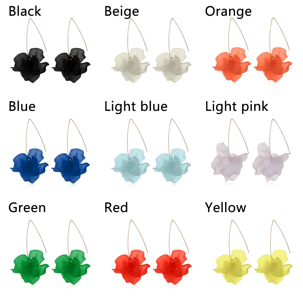 New Fashion Multicolored Resin Flower Long Earrings Handmade Sweet Bohemia Petal Dangle Stud Jewelry For Women Gifts stud earrings dangle earrings long earrings flower earrings