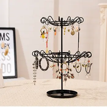 

GENBOLI Umbrella Shape Double Layer Rotatable Jewelry Holder Earrings Display Stand Bracelet Necklace Watch Organizer Rack