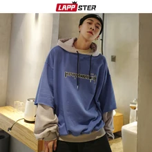 LAPPSTER мужские толстовки с капюшоном в стиле Харадзюку, большие размеры,, мужские уличные толстовки в стиле пэчворк, худи в Корейском стиле, хип-хоп, забавная толстовка с капюшоном