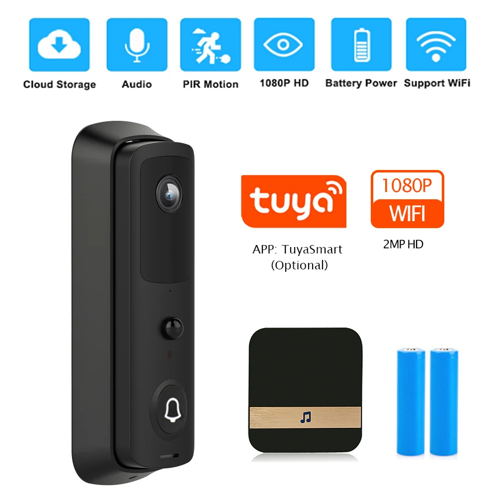 1080P WIFI Doorbell Security Camera Wireless HD Video Audio Intercom Door Bell Smart Home Cloud Service Bell Camera