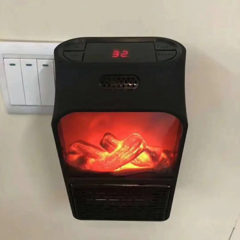 

Small Heater Portable Flame Electric Space Heater With Remote Control Personal Winter Warmer For Home Office Use EU Plug