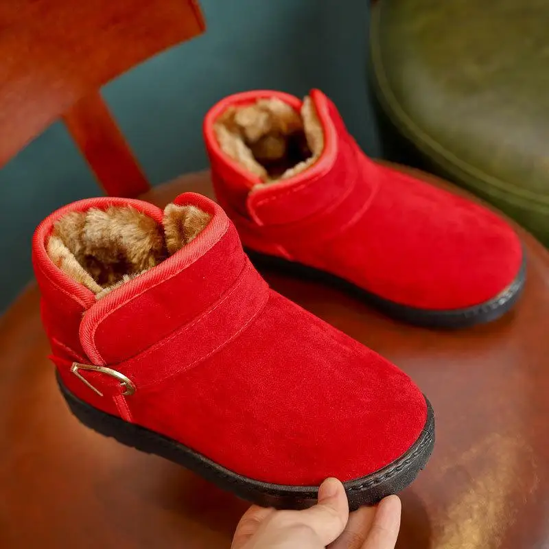 Детские зимние ботинки для мальчиков и девочек 2019 г. Новая зимняя однотонная