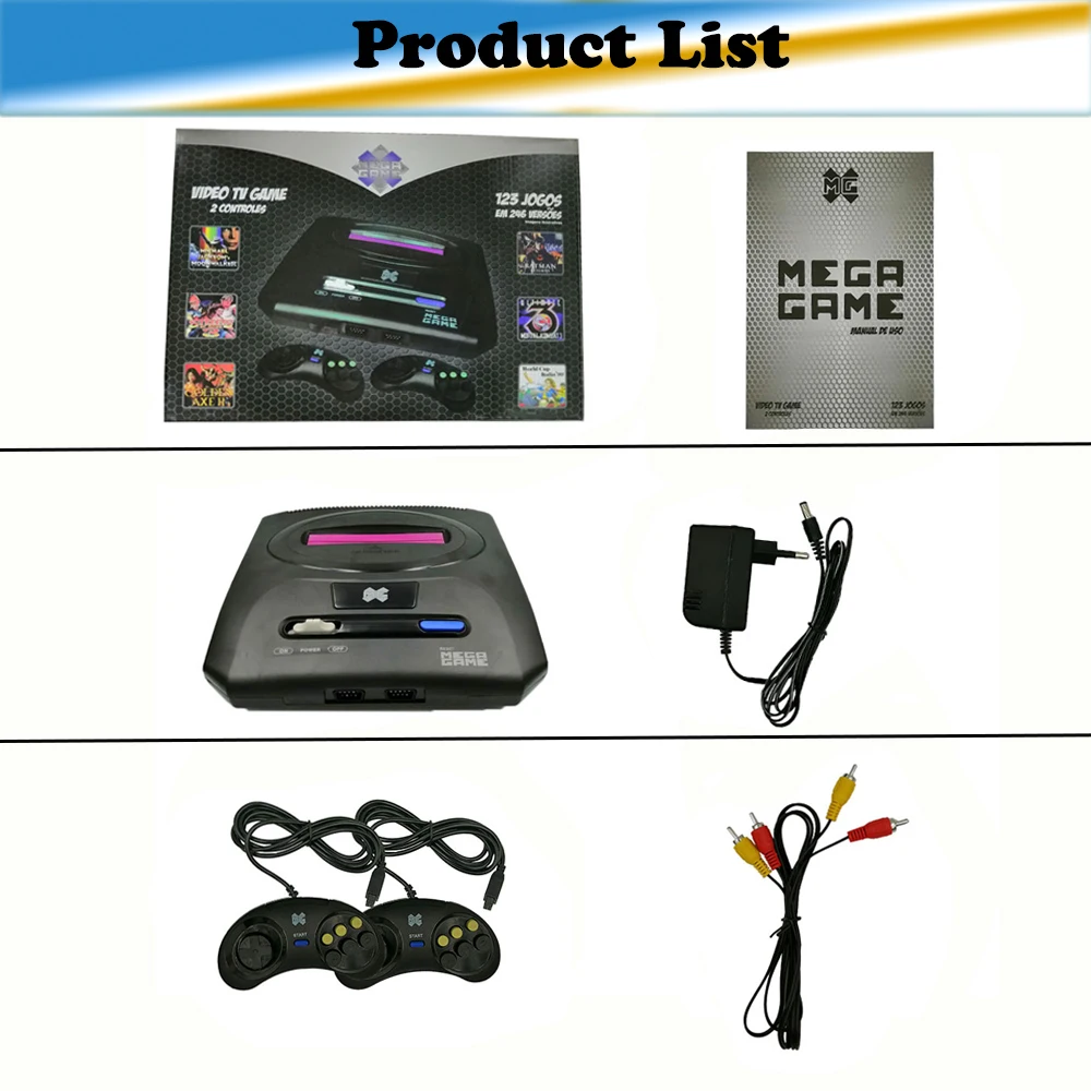 Mini Video TV Game 16 Bit For SEGA MD 2 Console AV Output Super Handheld Game Controller Wired Gamepad Built-in 368 Retro Games
