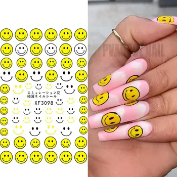 Billige Sommer Nägel Lächeln Gesicht 3D Nail Art Aufkleber Decals Adhesive Maincure Salon Acryl Nail Art Werkzeug