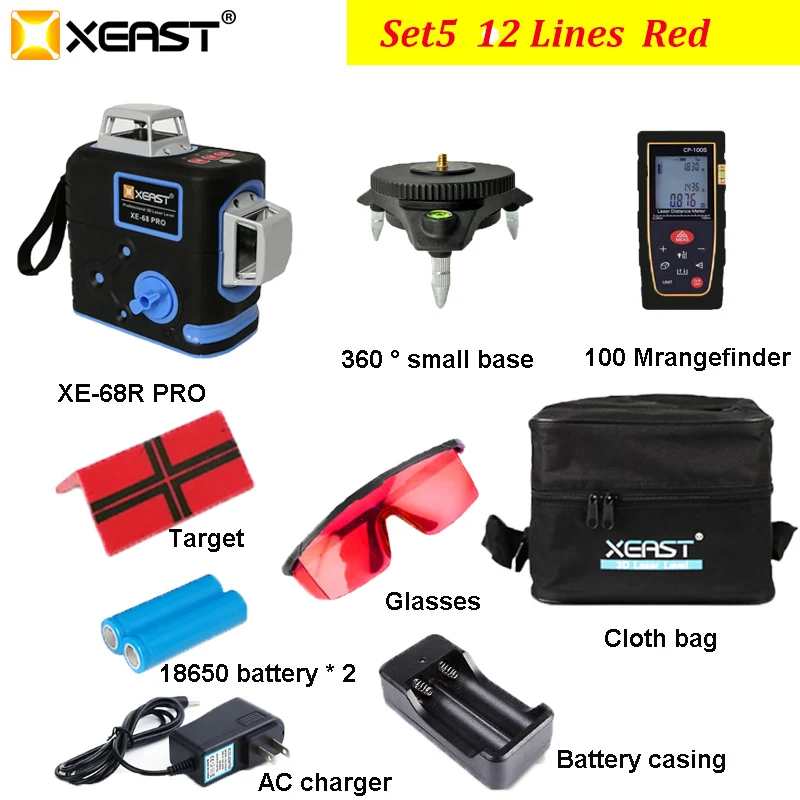 XEAST XE 68R Pro лазерный уровень 12 линий 3D самонивелирующийся 360 горизонтальный и