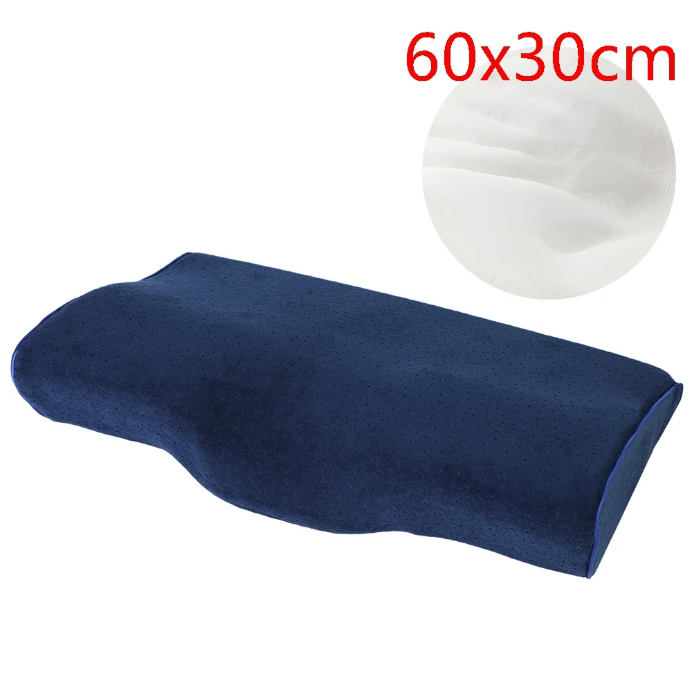 Blue 60x30cm Постельные принадлежности из пены с эффектом памяти подушка для защиты шеи медленный отскок пены памяти подушка в форме бабочки здоровье шейки шеи размер 50*30 см - Цвет: Blue 60x30cm