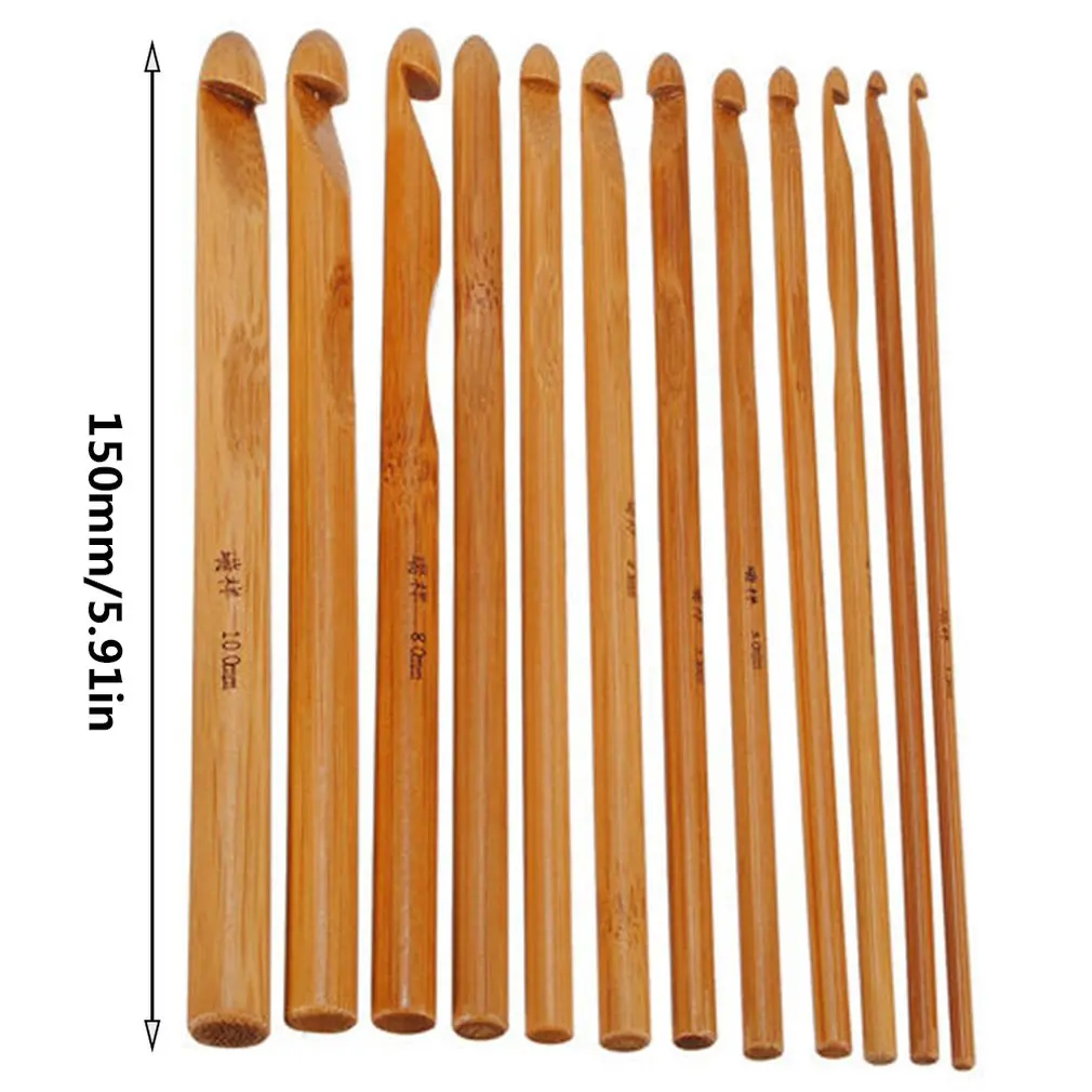 Knitting Tools Sweater Needles High-Grade Bamboo Hooks Carbonized Round Crochet Weave Yarn Craft Knitting Needles