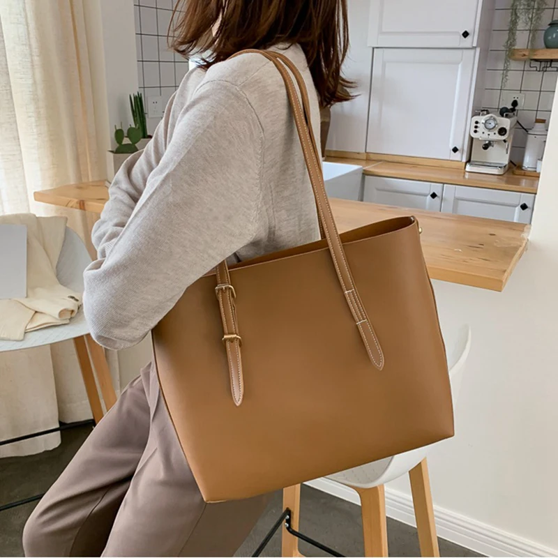 

Women bag Solid Women's PU Leather Handbags Luxury Lady Hand Bags Purse Pocket Women Composite bag Big Tote Sac Bols