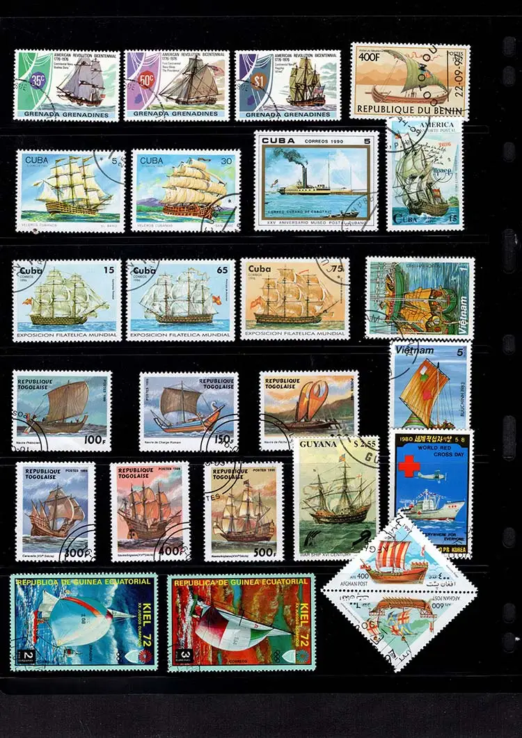 100PcsLotBoatShipStampTopicAllDifferentFromManyCountriesNO