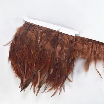 

Wholesale 10 Meters/lot Brown Pheasant Feathers Trim Fringe Ribbon Chicken Rooster Feathers for Crafts Wedding Decoration Plumes