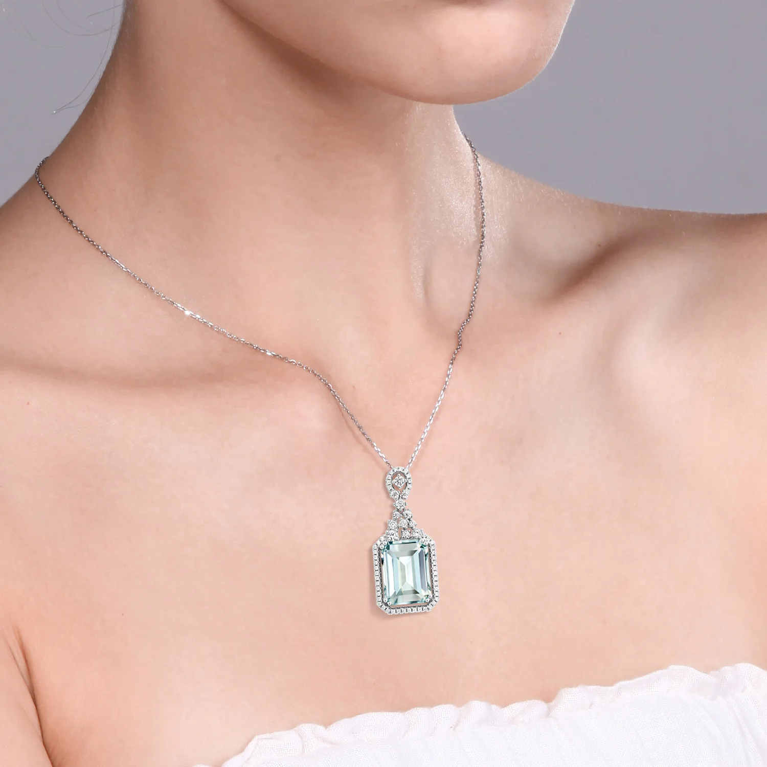 GemStoneKing 7 24 Ct восьмиугольник небесно голубой искусственный Аквамарин серебро 925