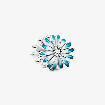

2020 Spring New Arrival 100% S925 Sterling Silver Bead Blue Flower Charms fit Original Pandora Bracelets Women DIY Jewelry