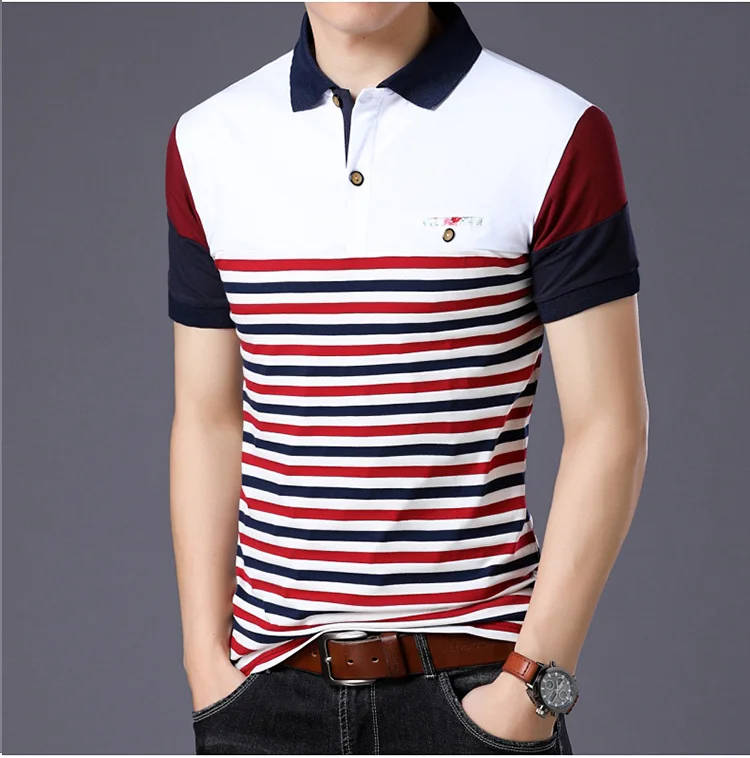 Мужская футболка с коротким рукавом, летняя футболка Camisa Masculina, полосатая футболка, уличная футболка размера плюс M-3XL, 4XL, 5XL, 6XL