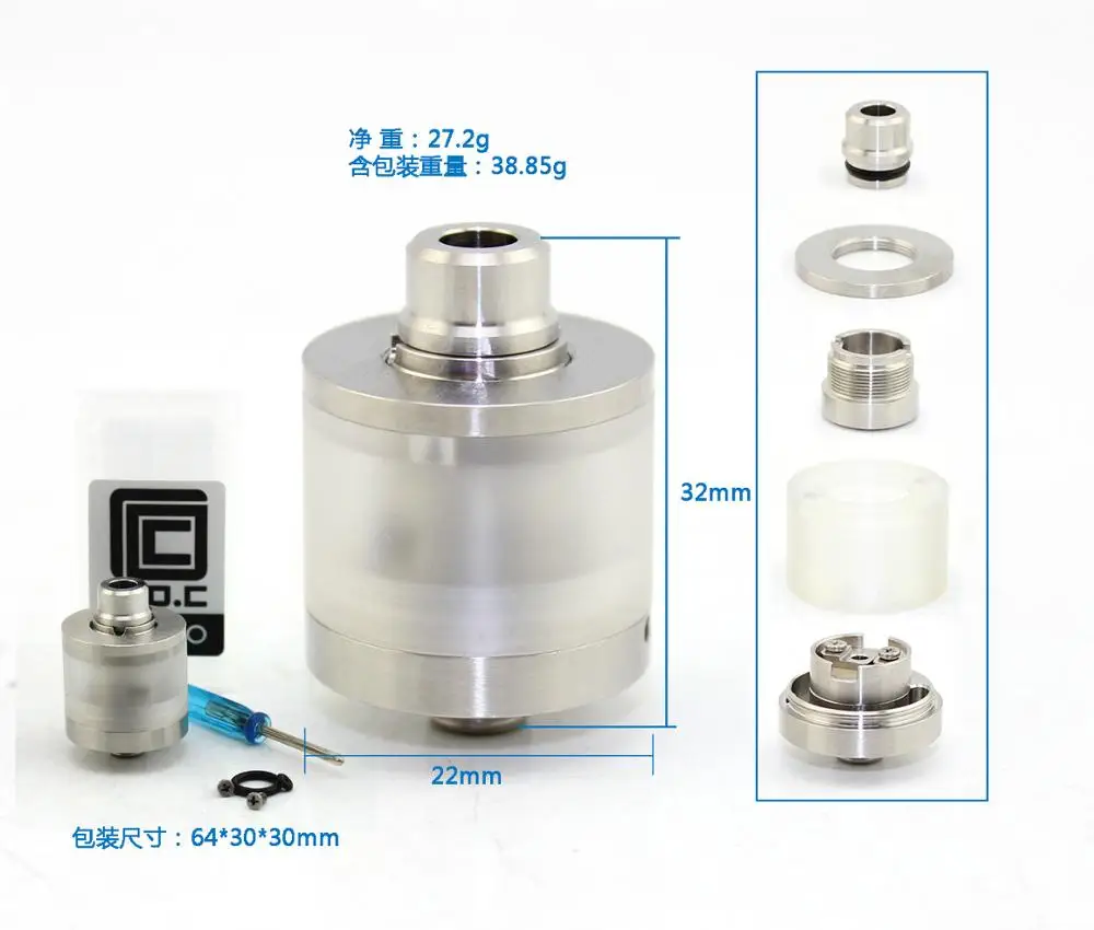 RTA TOC tank 22 мм распылитель с воздушным потоком для электронной сигареты коробка мех