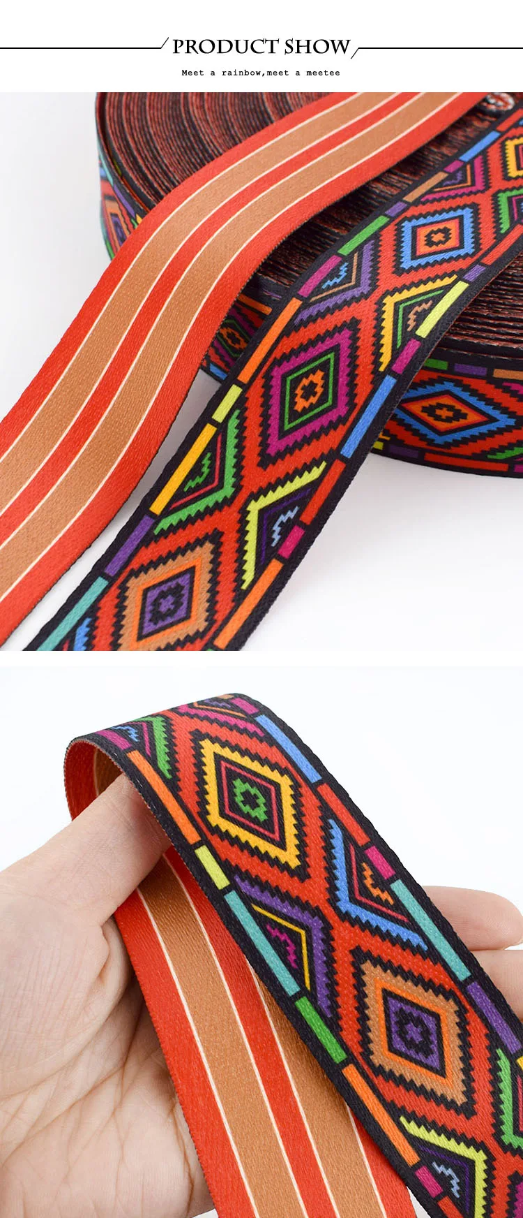 5Meters 38mm Fashion Printed Ethnic Jacquard Webbing Bags Strap Belt Ribbon DIY Textile Clothing Belt Decor Sew Accessory