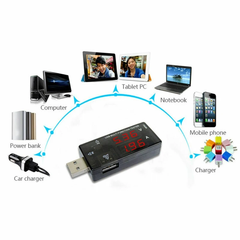 Hlzs-usb цифровой Многофункциональный Вольтметр Амперметр тестер тока Емкость детектор