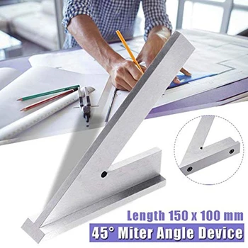 

Hot Sale Stainless Steel 45 Degree Miter Angle Corner Ruler Wide Base Gauge Measuring Tools with Stop 150X100mm