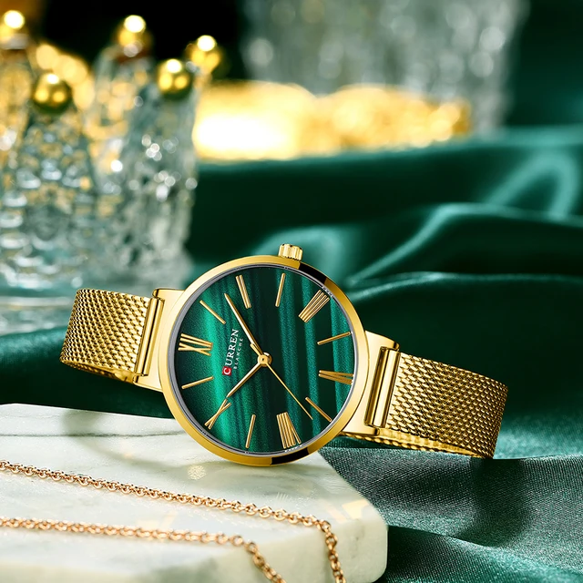 ساعة يد نسائية من CURREN العلامة التجارية الفاحرة ساعة كوارتز بحزام جلدي للنساء ، ساعة يد كلاسيكية بسيطة 4