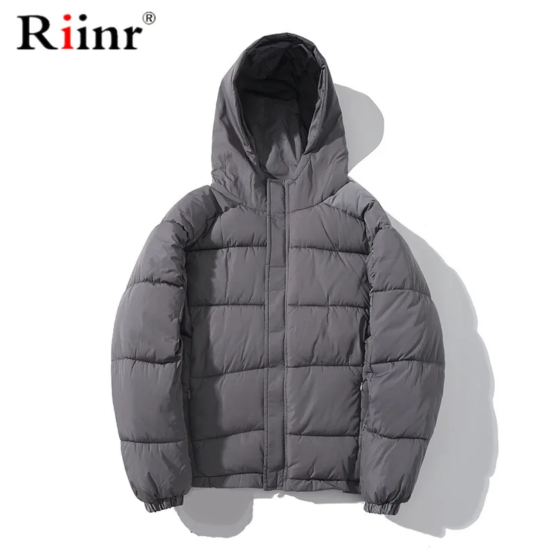 

Riinr Fashion Brand Men Parkas Coat Autumn Winter Male Solid Color Hooded Parka Men's Plus velvet Thickening Parka Warm Coats