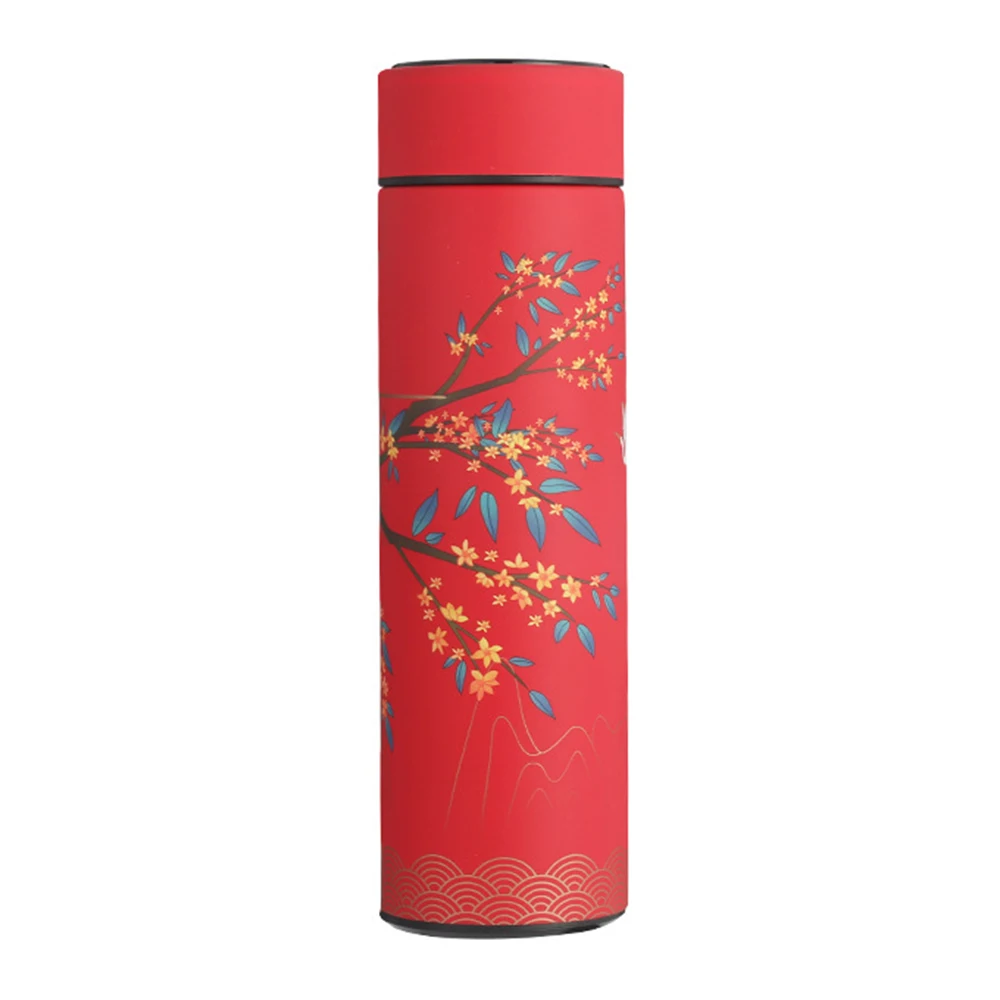 Chinese Style Retro Thermos Mug Smart Temperature Display Potable Heat