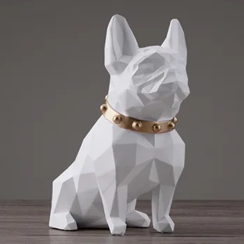 

Bulldog Statue Simulation Dogs Animal Art Sculpture Resin Craftwork Home Interior Design L2977