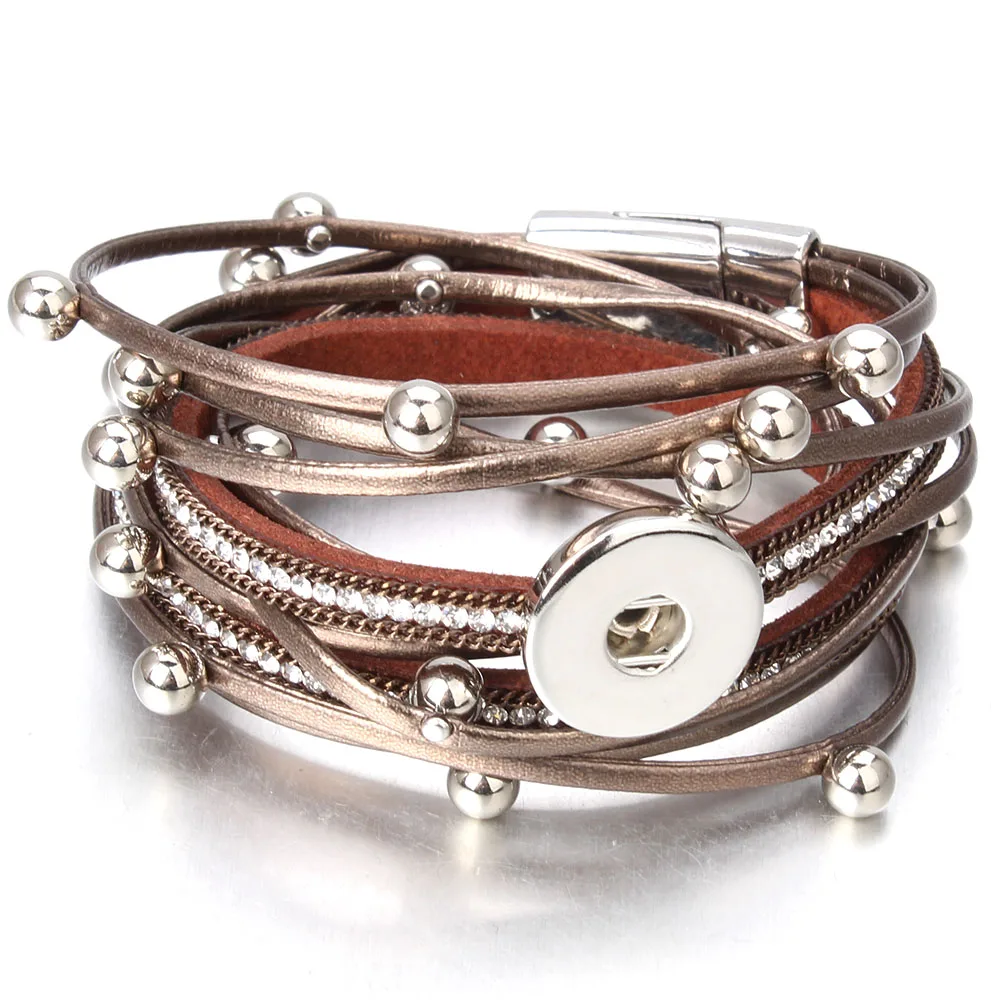 Women Snap Button Bracelets Snap Button Bracelet Leather Snap