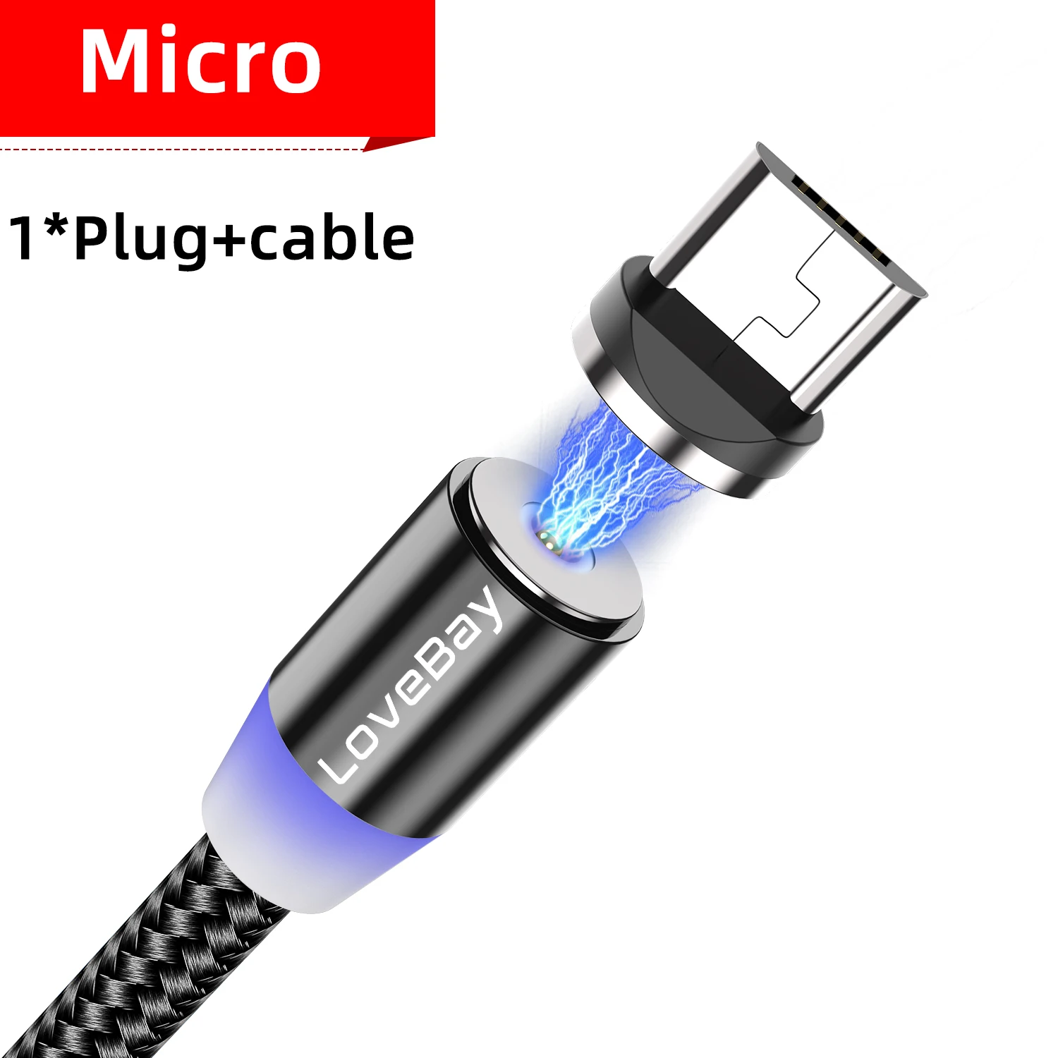 Lovebay Магнитный USB кабель для быстрой зарядки для Iphone TYPE-C Micro USB шнур Магнит Micro USB кабель для мобильного телефона USB шнур - Цвет: Black for micro