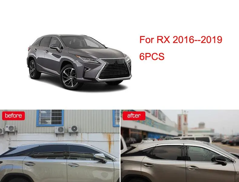 Для LEXUS NX/RX/GX400 6 шт. ABS Хромированная Автомобильная дверь, окно, ветровой козырек, формовочные навесы, защита от дождя, защита от солнца, ветровая защита, вентиляционное отверстие