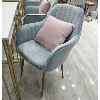 

Nordic style ins iron light luxury dining chair backrest chair nail dressing table net red chair simple home