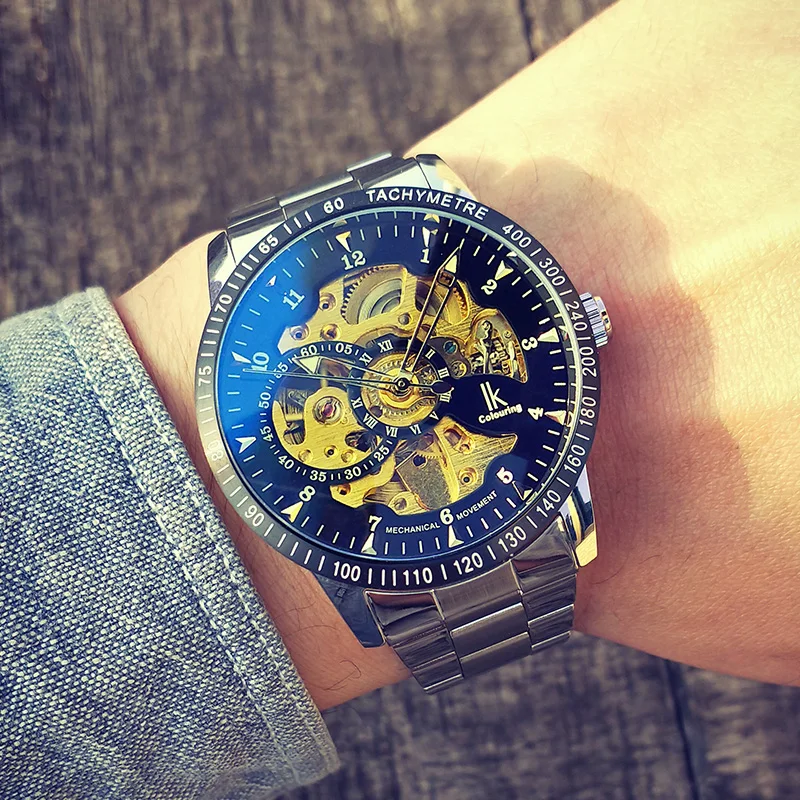 Relojes мужские часы с полым скелетом автоматические часы мужские механические часы военные водонепроницаемые светящиеся мужские наручные часы - Цвет: 98226-11