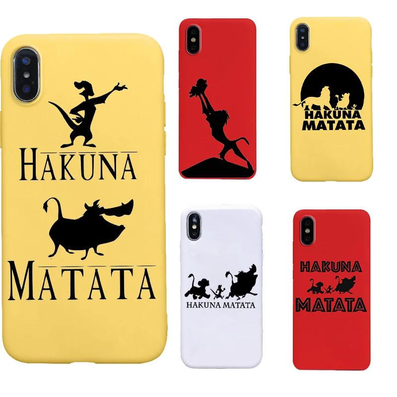 

Hakuna Matata Lion King timon soft Silicone cover phone case For iPhone 5 5s se 6 6s 7 8 plus X Xs XR max pumbaa simba