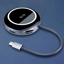 9 в 1 Qi Беспроводное зарядное устройство USB-C USB 3,1 type C концентратор к USB 3,0 HDMI RJ45 кардридер зарядка PD адаптер для iPhone Macbook