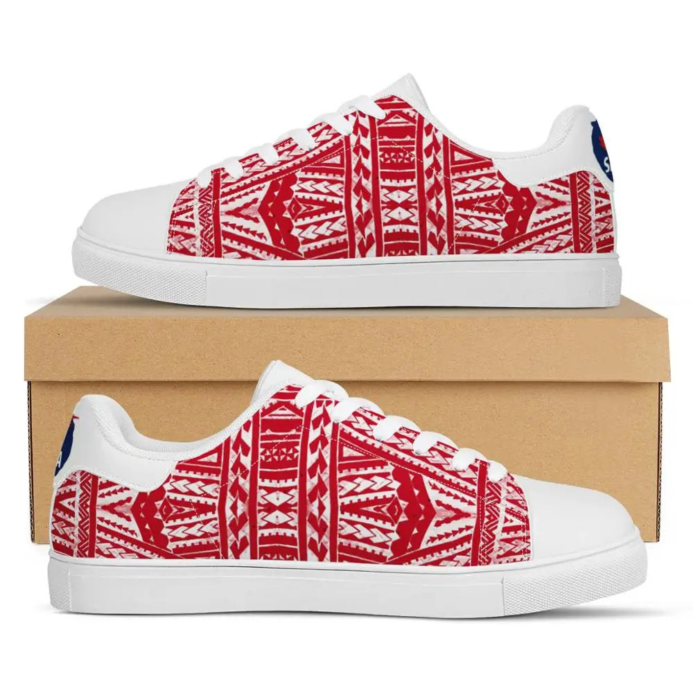

Polynesian Samoa Tribal Sia Red Flat Sneaker Samoa Logo Printing Custom Fashion Walking Sport Shoes Light Women Running Shoes