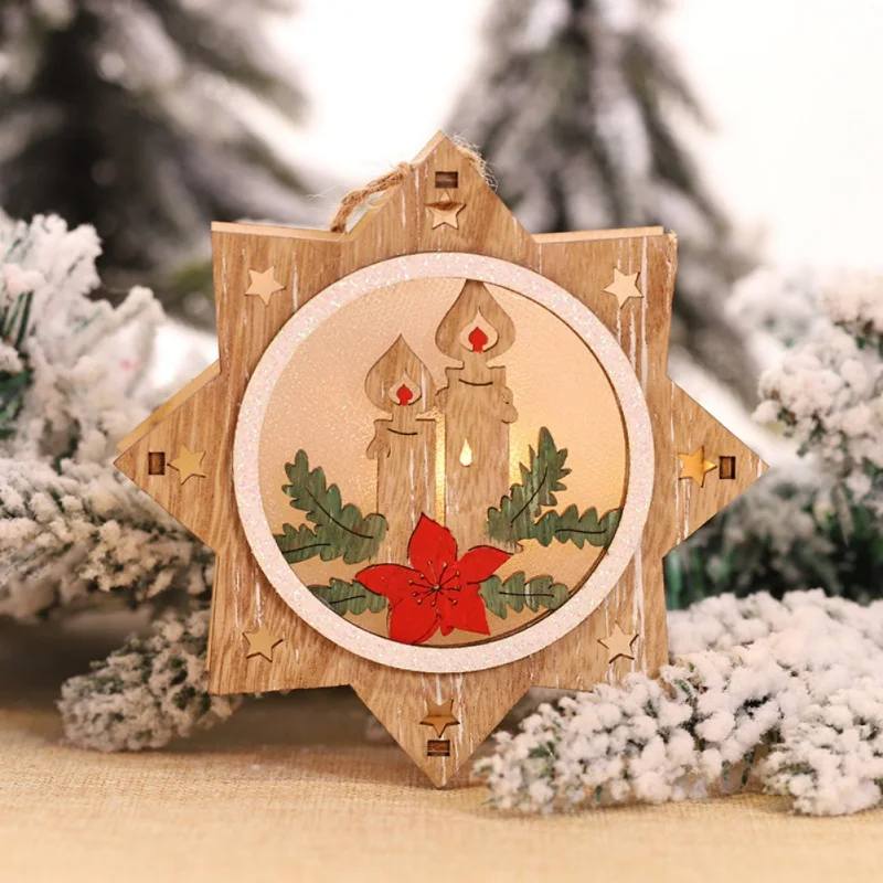 Светодиодный светильник, Рождественский деревянный Свадебный кулон, светящийся домик, Рождественский деревянный дом, ночник, украшение дома