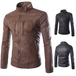 Zogaa 2019 мужские Куртки из искусственной кожи, пальто осень-зима, мотоциклетные Байкерские Куртки из искусственной кожи, верхняя одежда