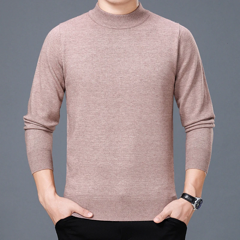 Осень Зима Trui Повседневный Coltrui Effen цвет Trui двойной воротник Slim Fit используется свитера Одежда - Цвет: high collar Camel