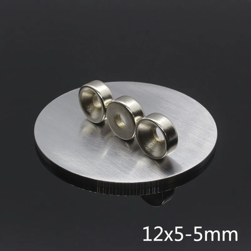10 шт. супер сильное круглое неодимовое кольцо с потайной головкой магниты 12 мм x 5 мм отверстие: 5 мм редкоземельные N35 постоянный магнит неодимовый