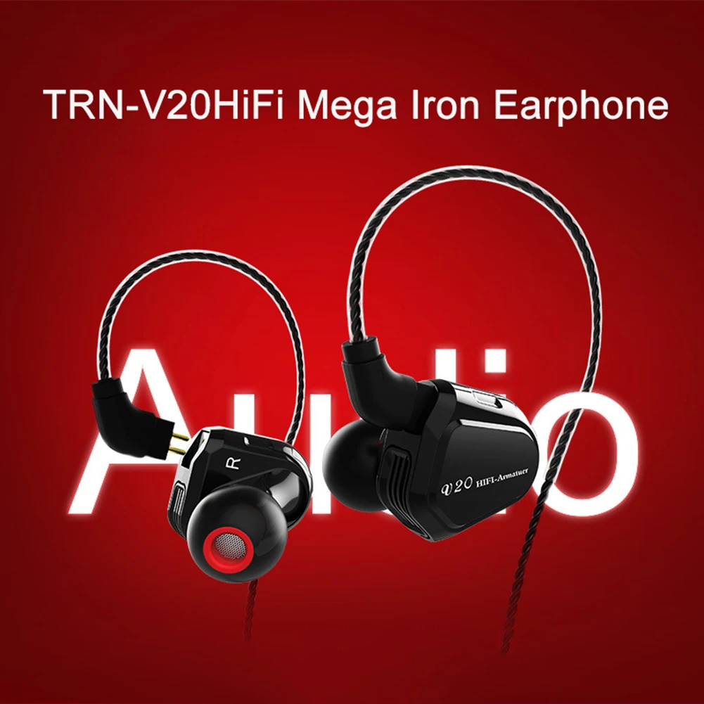 TRN V20 портативный бас-вкладыши съемные HiFi музыка анти-шумовой микрофон качество звука проводные наушники Спортивная гарнитура