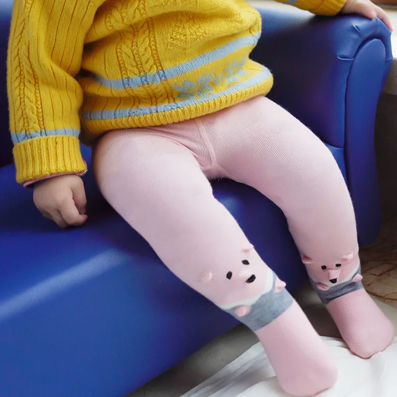 pink 45cm Колготки для новорожденных девочек Мягкие хлопковые колготки Колготки с рисунком животных детские чулки осень-зима теплые детские колготки - Цвет: pink 45cm