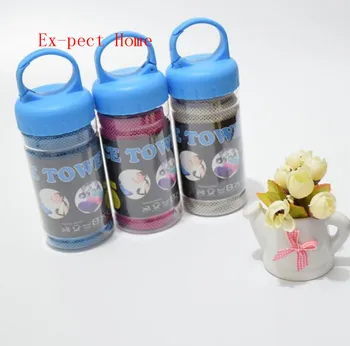 

100pcs/lot 30*90CM Bottle Pack Cooling Ice Towel Summer Sports Ice Cool Towels Swimming Travel Gym Towel