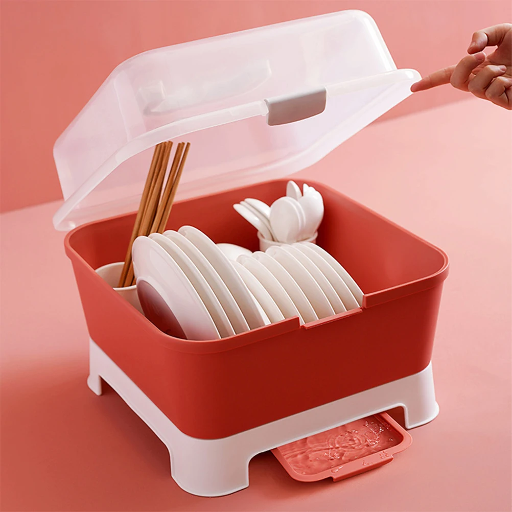 Многофункциональная дренажная коробка, стойка для хранения посуды, держатель для посуды, с крышкой для кухонной столешницы, Органайзер