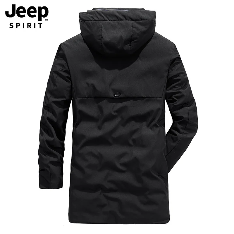Бренд JEEP SPIRIT, зимний пуховик для мужчин, модный, с капюшоном, воротник, средней длины, толстая, теплая ветровка, зимнее пальто для мужчин, Ropa Hombre