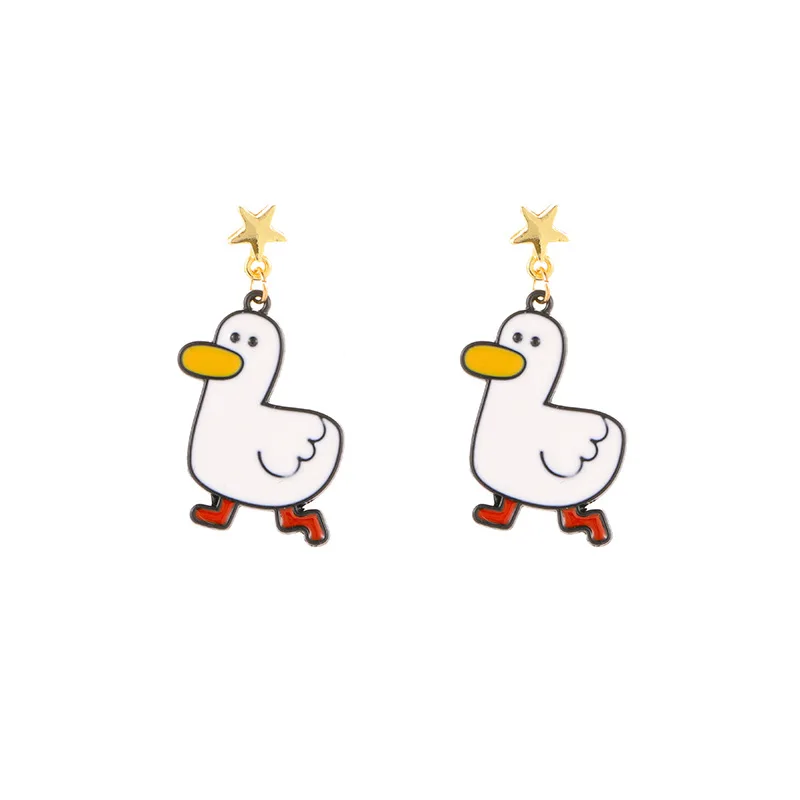PickyanDco, корейские длинные висячие серьги с мультяшной уткой, милые персональные серьги со звездой для женщин и девочек, модные ювелирные изделия XC71